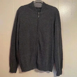 Daniele Blasi Wool Gray Zip Front Cardigan Sweater. Size Large. Made in Italy.